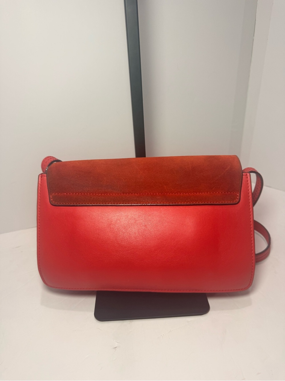 Chloé Faye Small Suede & Leather Crossbody Shoulder Bag – Red / Rust - Picture 10 of 12